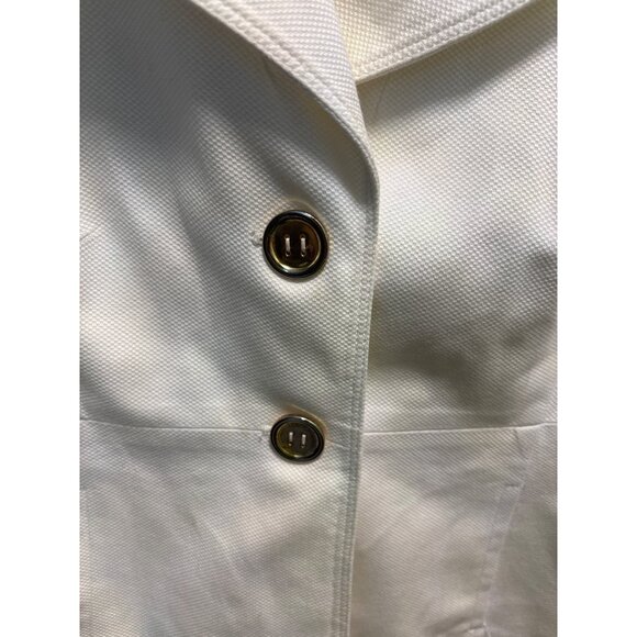 Ann Taylor Loft Womens White Blazer Jacket 10P Petite Cotton Blend 3/4 Sleeve Bu - Picture 3 of 12